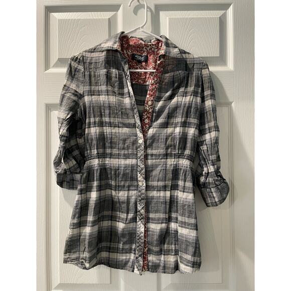 Silver Jean Co Button‎ Up Shirt Plaid Size Medium - Picture 1 of 10